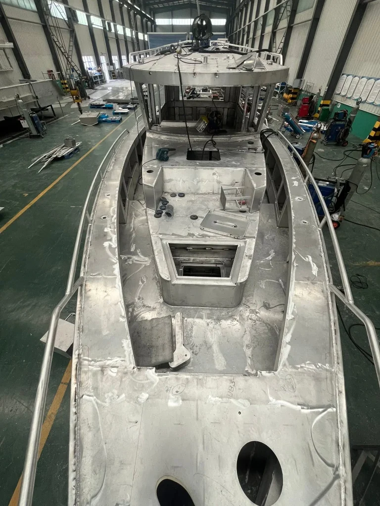 Foredeck and hatches during fabrication