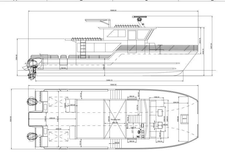 General arrangement drawing of a hardtop boat