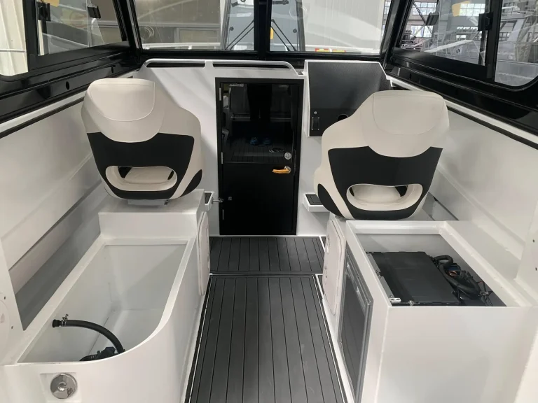 Helm seats and console with white gel finish