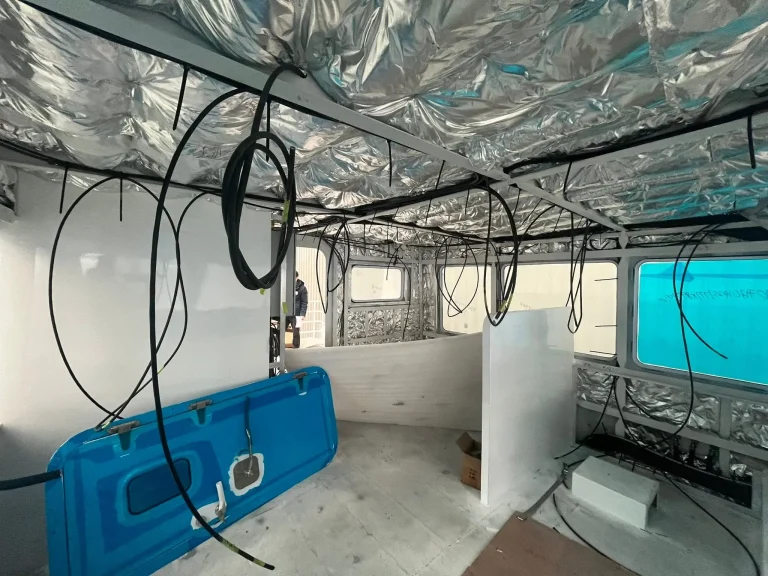 Interior fit out with insulation and wiring