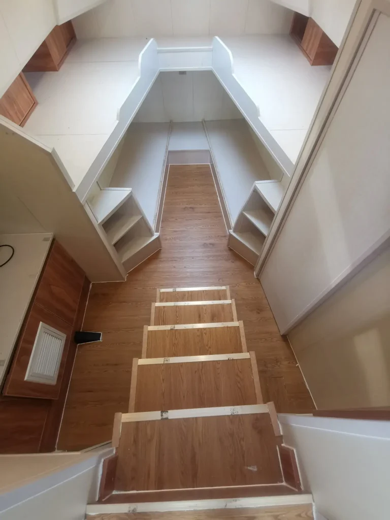 Interior stairway with timber treads