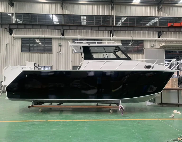 Long black plate aluminium hardtop cruiser in the factory