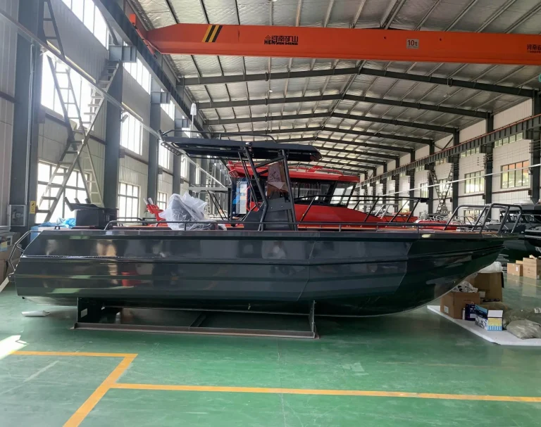Long plate aluminium work boat under fit out