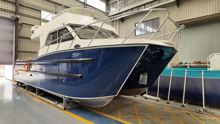 Navy plate aluminium cruiser on the factory floor
