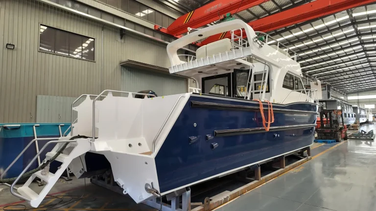 Navy plate aluminium cruiser with boarding ladder