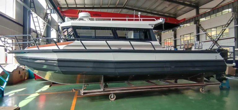 Plate aluminium passenger boat under fit out