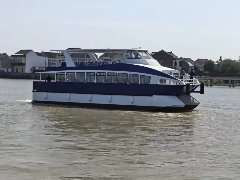 Plate aluminium passenger ferry on the river