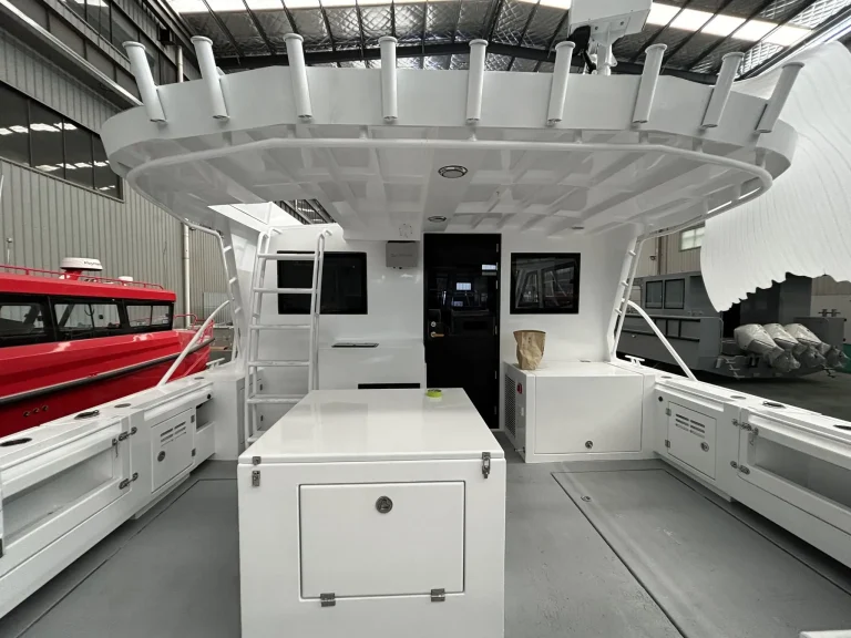 Rear deck and cabin doors on a work boat
