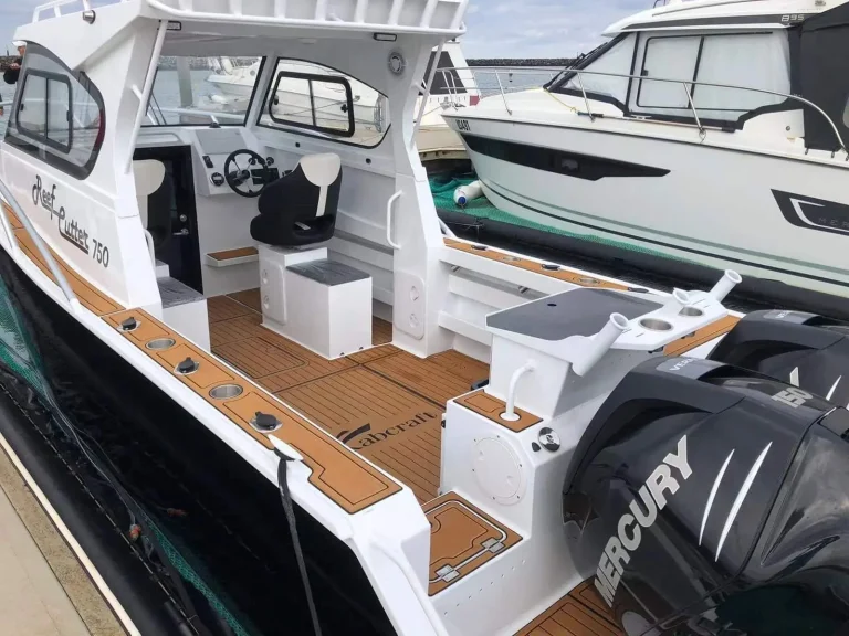 Rear deck and transom with a Mercury outboard