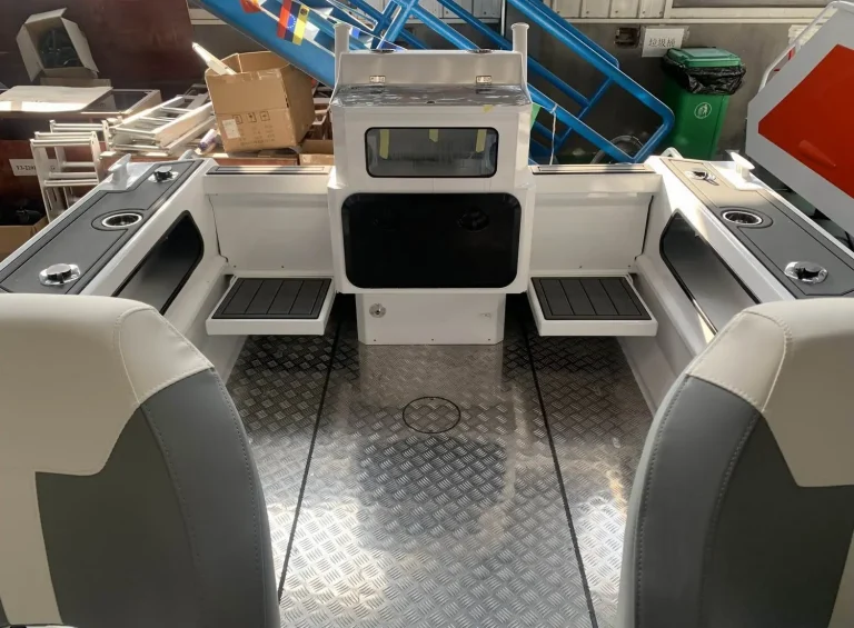 Rear deck with checker plate and bait station