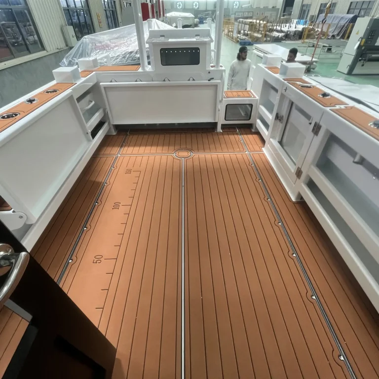 Rear deck with timber look flooring and side lockers