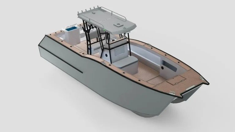 Render of a centre console with T-top and casting decks