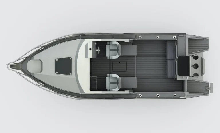 Top down design render of a plate aluminium centre console