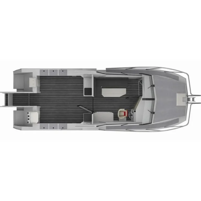Top down render of a plate aluminium centre console layout