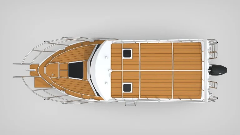 Top down render of a work boat deck layout