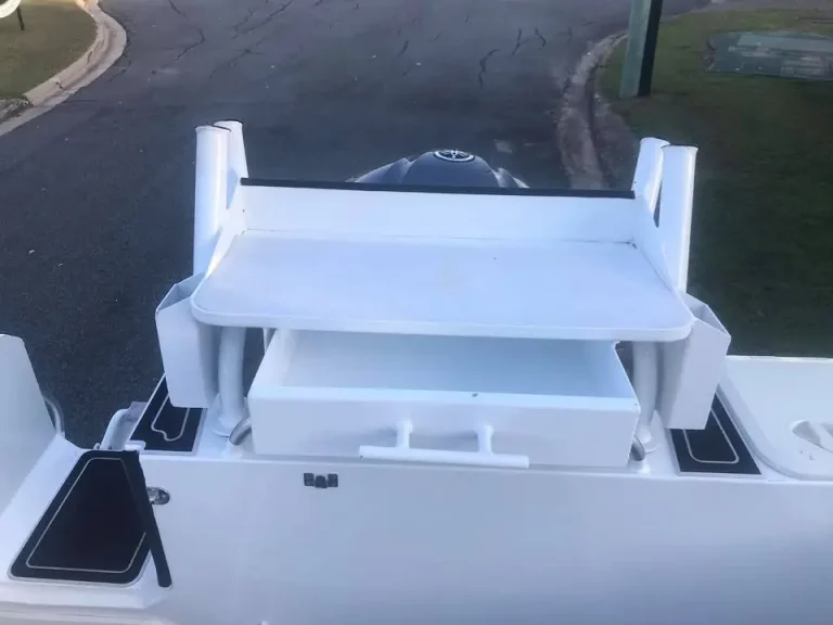 Transom step and boarding platform detail