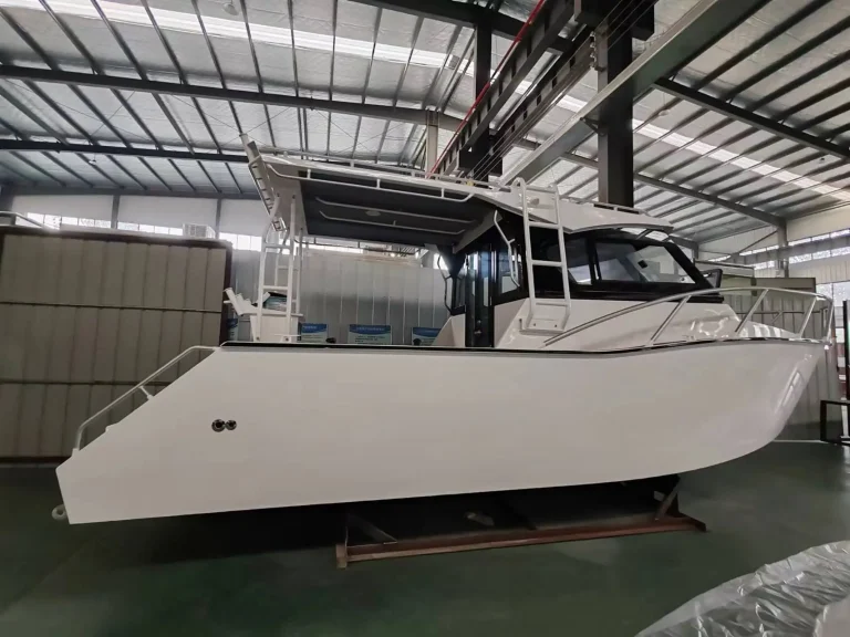 White plate aluminium cabin boat under fit out