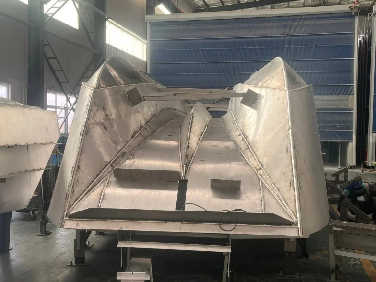 Wrapped hull section during fabrication